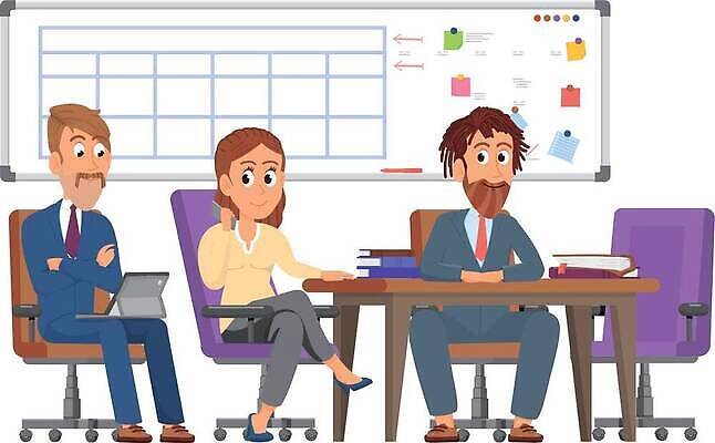 EPS 해외이미지 캐릭터 여자 남자 화살표 의자 일러스트 비즈니스 그래프 들기 앉기 성인 책 세명 스마트폰 태블릿 다리꼬기 메모지 책상 화이트보드 자석 성인만 해외202310 해외일러스트 일러캐릭터 가구 모션 사람 전자제품 핸드폰 스마트기기 사무용품 파일형식 벡터