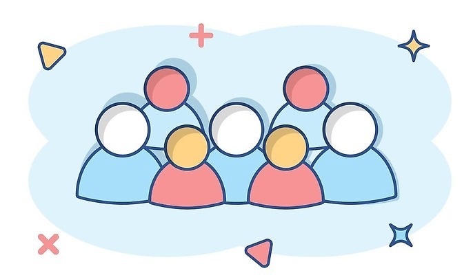 EPS 해외이미지 일러스트 사람 여러명 파란색 심볼 심플 코믹 해외202310 해외일러스트 컬러 다수 파일형식 벡터