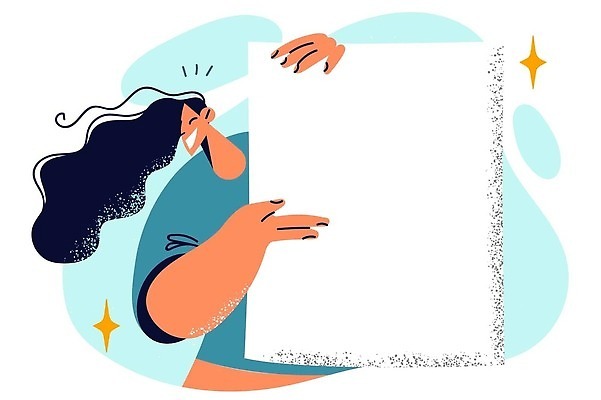 EPS 해외이미지 여자 행복 포스터 종이 컨셉 일러스트 아이디어 광고판 서기 미소 사람 우주 공백 전시 방 정보 가리킴 신용카드 발표 방향 전시회 보고서 문서 페이지 추천 비서 보여주기 시트 판지 고립 무료 시범 제안 목업 목차 벡터 카피스페이스 비어있는 해외202310 해외일러스트 직업 감정 모션 알림판 표정 손짓 금융 판 파일형식