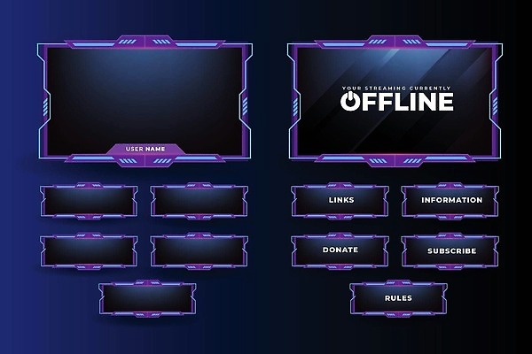 EPS 해외이미지 디자인 일러스트 미래 프레임 스크린 흐름 게임 판넬 개울 덮기 온라인 생존 크리에이터 해외202310 해외일러스트 직업 컨셉 모션 놀이 강 파일형식 벡터 1인미디어