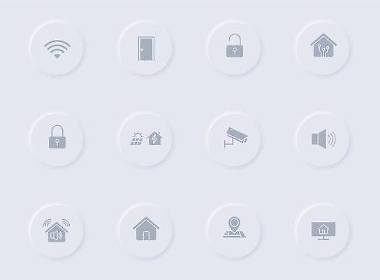 EPS 해외이미지 선 컨셉 인터넷 일러스트 주택 그림자 물 빛 픽토그램 웹 회색 판넬 원형 네트워크 주름 야간 무선전화기 스마트 심볼 사인 잠금 보안 전자 감시 시스템 멀리 고무 타이머 UI 자동화 제어 차고 벡터 해외202310 해외일러스트 자연요소 도형 컬러 안전 건물 전화기 파일형식