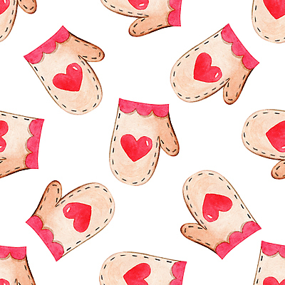 JPG 해외이미지 장갑 겨울 패턴 일러스트 사람없음 하트 손그림 해외202310 해외일러스트 모양 잡화 계절 무늬 파일형식