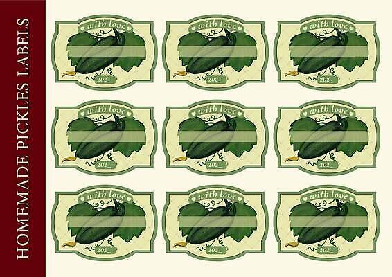 EPS 해외이미지 일러스트 사람없음 초록색 세트 라벨 빈티지 피클 핸드메이드 해외202310 해외일러스트 컬러 컨셉 프레임 절임 파일형식 벡터