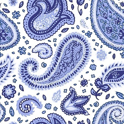 EPS 해외이미지 백그라운드 잎 꽃무늬 패턴 일러스트 사람없음 파란색 빈티지 복고 해외202310 해외일러스트 식물 꽃 컬러 컨셉 무늬 파일형식 벡터