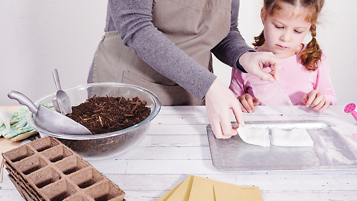 포토 JPG 해외이미지 여자 어린이 쟁반 실내 상반신 두명 환경 앞치마 흙 물뿌리개 모종삽 원예 유리그릇 꺼내기 여자만 해외202310 해외포토 그릇 모션 유리 사람 취미 내부 삽 파일형식