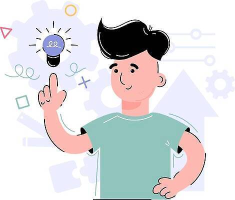 EPS 해외이미지 교육 남자 일러스트 전구 한명 들기 상반신 성인 학습 스마트 성인남자한명만 해외202310 해외일러스트 1 컨셉 모션 사람 남자한명만 성인남자만 파일형식 벡터