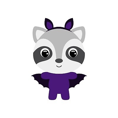 EPS 해외이미지 동물캐릭터 일러스트 사람없음 귀여움 할로윈 박쥐 너구리 코스프레 해외202310 해외일러스트 일러캐릭터 동물 캐릭터 컨셉 포유류 파일형식 벡터
