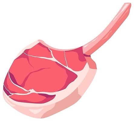 EPS 해외이미지 분홍색 일러스트 단면 생고기 육류 사람없음 신선 바비큐 토마호크 해외202310 해외일러스트 음식 컬러 식재료 파일형식 벡터