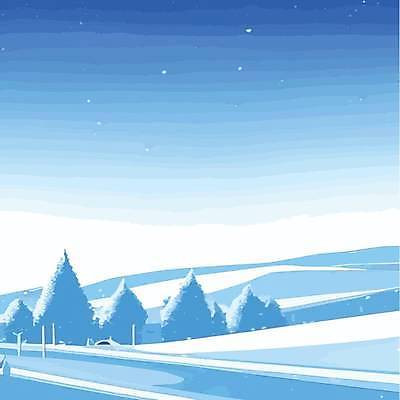 EPS 해외이미지 나무 겨울 일러스트 산 사람없음 파란색 숲 눈덮임 해외202310 해외일러스트 식물 계절 컬러 컨셉 파일형식 벡터