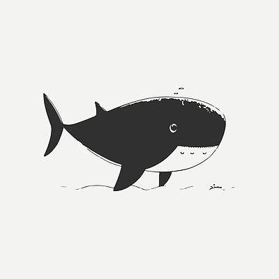 EPS 해외이미지 야생동물 선 일러스트 사람없음 검은색 심볼 심플 상어 해외202310 해외일러스트 동물 컬러 어류 파일형식 벡터