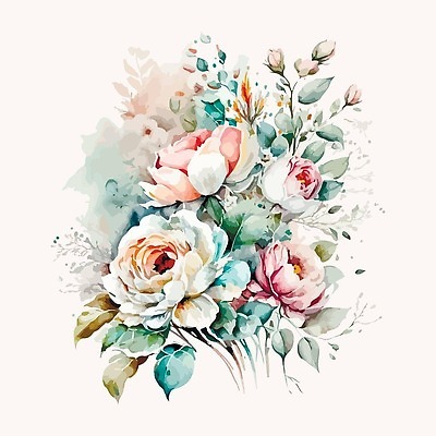 EPS 해외이미지 꽃 부케 일러스트 사람없음 번짐 해외202310 해외일러스트 식물 꽃다발 파일형식 벡터 효과