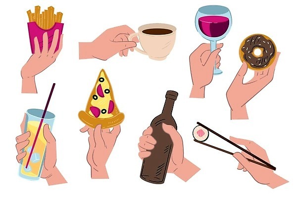 EPS 해외이미지 무료이미지 손 음료 와인잔 일러스트 젓가락 피자 초밥 감자튀김 잡기 도넛 병 커피잔 해외202310 해외일러스트 식기 커피 술잔 모션 디저트 잔 감자 패스트푸드 서양음식 수저 신체부위 튀김 일본음식 파일형식 벡터 무료콘텐츠