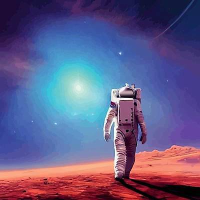 EPS 해외이미지 전신 일러스트 표면 미래 한명 사람 빛 우주 우주비행사 신비 우주복 SF 해외202310 해외일러스트 1 옷 컨셉 파일형식 벡터