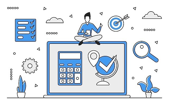 EPS 해외이미지 전신 남자 일러스트 비즈니스 한명 성인 파란색 디지털 스크린 정보 업무 과녁판 스마트 분석 온라인 경영 데이터베이스 인터페이스 성인남자한명만 해외202310 해외일러스트 1 컬러 컨셉 사람 작업 남자한명만 성인남자만 파일형식 벡터