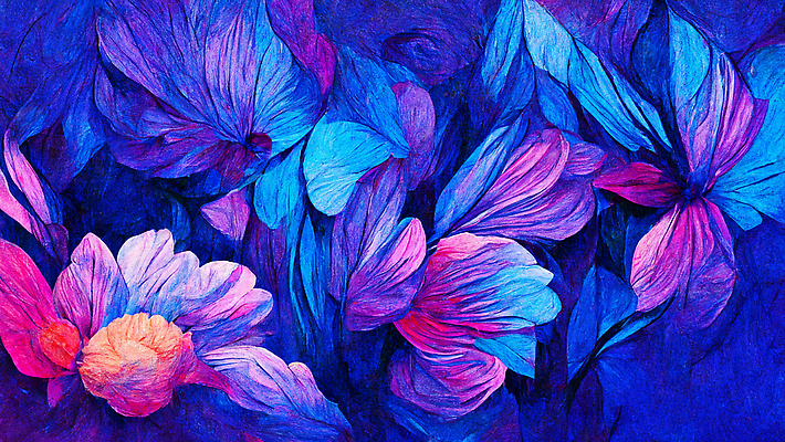 JPG 해외이미지 꽃 백그라운드 일러스트 추상 미술 사람없음 파란색 컬러풀 보라색 그림 해외202310 해외일러스트 식물 컬러 무늬 문화예술 파일형식