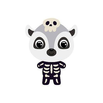 EPS 해외이미지 동물캐릭터 일러스트 뼈 사람없음 귀여움 할로윈 여우원숭이 코스프레 해골의상 해외202310 해외일러스트 일러캐릭터 동물 캐릭터 옷 컨셉 원숭이 파일형식 벡터