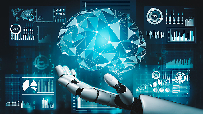 JPG 해외이미지 손 일러스트 그래프 미래 기술 들기 신체부위 파란색 3D 디지털 네트워크 로봇 뇌 해외202310 해외포토 포토 컬러 컨셉 모션 사람 디지털합성 파일형식