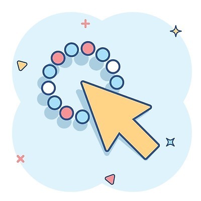 EPS 해외이미지 화살표 일러스트 사람없음 파란색 터치 심볼 심플 코믹 커서 해외202310 해외일러스트 컬러 파일형식 벡터