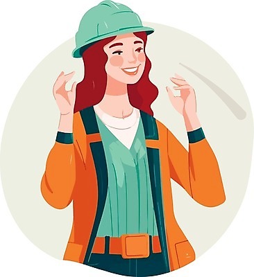 EPS 해외이미지 여자 유니폼 일러스트 한명 상반신 성인 안전모 성인여자한명만 생산직 해외202310 해외일러스트 직업 1 옷 사람 헬멧 안전장비 여자한명만 성인여자만 파일형식 벡터