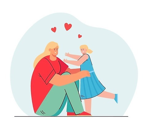 EPS 해외이미지 전신 여자 딸 어린이 일러스트 안기 모녀 엄마 사랑 앉기 성인 두명 달리기 하트 모성애 여자만 해외일러스트 모양 감정 가족 모션 사람 파일형식 벡터