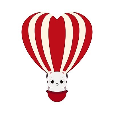 EPS 해외이미지 행복 동물캐릭터 일러스트 곰 사람없음 열기구 하트 심플 해외202310 해외일러스트 일러캐릭터 모양 동물 캐릭터 감정 포유류 항공교통 파일형식 벡터