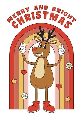 EPS 해외이미지 무지개 크리스마스 겨울 일러스트 사슴 사람없음 루돌프 빈티지 복고 브이 순록 해외202310 해외일러스트 자연요소 계절 기념일 컨셉 포유류 손짓 파일형식 벡터