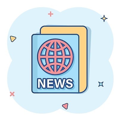 EPS 해외이미지 일러스트 사람없음 파란색 지구본 뉴스 심볼 심플 코믹 해외202310 해외일러스트 컬러 파일형식 벡터