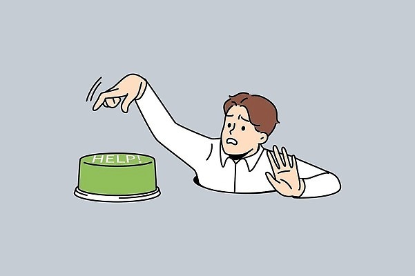 EPS 해외이미지 남자 일러스트 버튼 한명 정장 상반신 성인 도움 비즈니스맨 구멍 누름 손뻗기 요청 성인남자한명만 해외202310 해외일러스트 1 옷 컨셉 비즈니스 모션 사람 직장인 남자한명만 성인남자만 파일형식 벡터