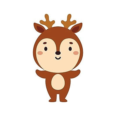 EPS 해외이미지 행복 동물캐릭터 일러스트 사슴 사람없음 심플 해외202310 해외일러스트 일러캐릭터 동물 캐릭터 감정 포유류 파일형식 벡터
