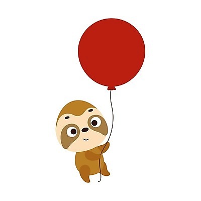 EPS 해외이미지 행복 동물캐릭터 일러스트 사람없음 심플 풍선 나무늘보 해외202310 해외일러스트 일러캐릭터 동물 캐릭터 감정 파일형식 벡터