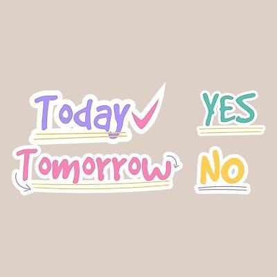 EPS 해외이미지 화살표 스티커 일러스트 타이포그라피 사람없음 컬러풀 라벨 거절 승낙 심볼 내일 예스 오늘 해외202310 해외일러스트 문자 컬러 컨셉 프레임 파일형식 벡터