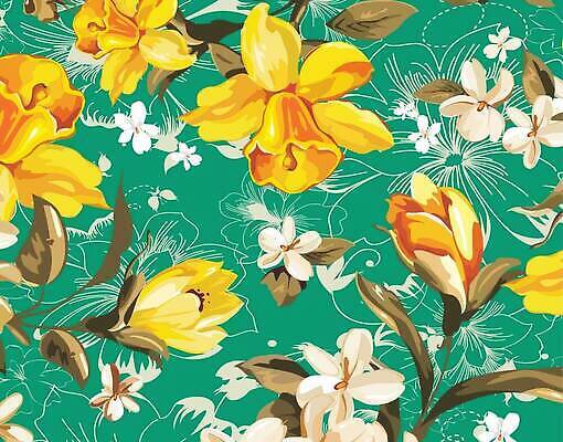 EPS 해외이미지 식물 디자인 꽃잎 꽃 꽃다발 백그라운드 꽃무늬 패턴 일러스트 자연 미술 장식 초록색 노란색 검은색 봄 벚꽃 시골 천 그림 해외202310 해외일러스트 계절 컬러 무늬 문화예술 직물 생태계 파일형식 벡터