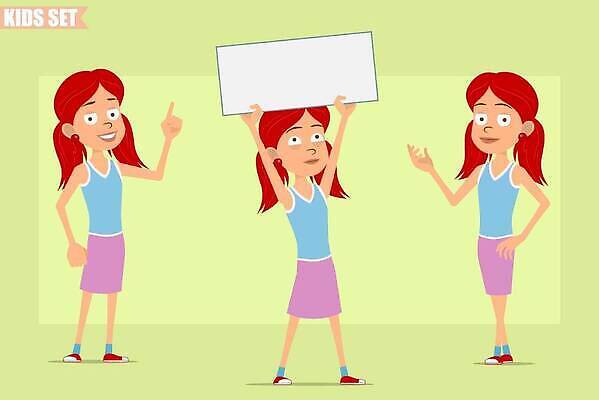 EPS 해외이미지 캐릭터 여자 행복 얼굴 어린이 스포츠 셔츠 생각 일러스트 텍스트 말하기 서기 세트 치마 공백 분노 표현 잡기 플랫 만화 제비꽃 사인 애니메이션 빨간머리 고립 스타일 벡터 비어있는 해외202310 해외일러스트 일러캐릭터 헤어스타일 꽃 감정 상의 모션 하의 사람 신체부위 파일형식