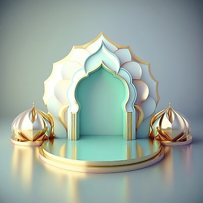 포토 JPG 해외이미지 건축물 하늘색 백그라운드 사람없음 반사 3D 금색 모스크 단상 해외202310 해외포토 건축 컬러 파란색 이슬람교 디지털합성 파일형식