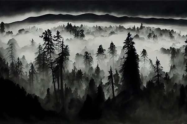 포토 JPG 해외이미지 나무 계절 백그라운드 자연 날씨 풍경 사람없음 어둠 황혼 새벽 안개 소나무 야간 저녁 숲 신비 무서움 공상 마법 해외202310 해외포토 자연요소 식물 감정 컨셉 일몰 생태계 파일형식