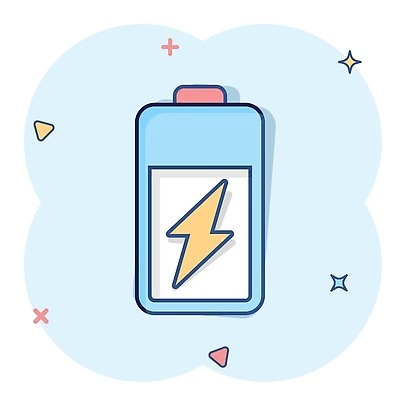EPS 해외이미지 일러스트 사람없음 파란색 건전지 심볼 심플 코믹 해외202310 해외일러스트 컬러 파일형식 벡터