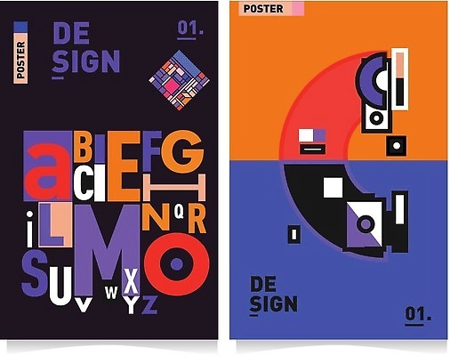 EPS 해외이미지 도형 알파벳 포스터 백그라운드 일러스트 추상 타이포그라피 사람없음 컬러풀 화려 해외202310 해외일러스트 문자 영어 컬러 컨셉 무늬 파일형식 벡터