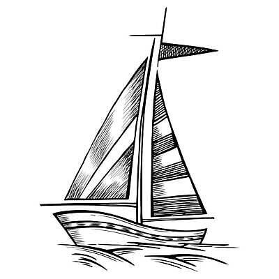 EPS 해외이미지 선 바다 요트 일러스트 사람없음 깃발 돛단배 스케치 돛 해외202310 해외일러스트 배_교통 미술 파일형식 벡터