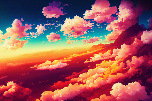 JPG 해외이미지 백그라운드 일러스트 하늘 사람없음 판타지 컬러풀 공상 그라데이션 몽환 해외202310 해외일러스트 컬러 컨셉 상상 파일형식