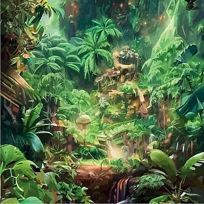 EPS 해외이미지 백그라운드 잎 일러스트 자연 사람없음 초록색 열대우림 해외202310 해외일러스트 식물 컬러 숲 생태계 파일형식 벡터