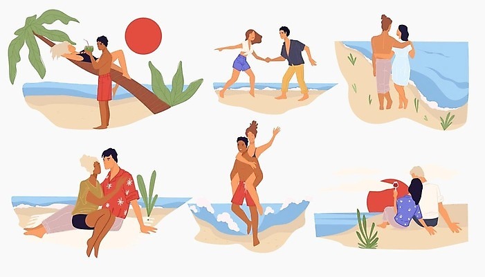 EPS 해외이미지 전신 나무 커플 여자 남자 수영복 파도 일러스트 안기 앉기 성인 모래사장 눕기 태양 손잡기 화목 바닷가재 업기 성인만 어깨에손 해외202310 해외일러스트 자연요소 식물 옷 바다 컨셉 관계 모션 사람 가재 파일형식 벡터