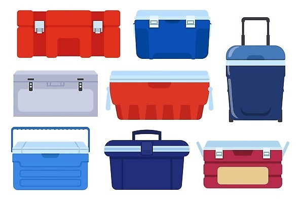 EPS 해외이미지 일러스트 종류 사람없음 캐리어 다양 오브젝트 아이스박스 엘리먼트 해외202310 해외일러스트 다수 여행가방 파일형식 벡터