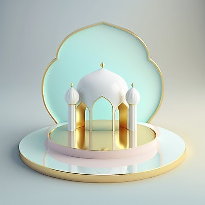 포토 JPG 해외이미지 건축물 하늘색 백그라운드 사람없음 3D 금색 모스크 단상 해외202310 해외포토 건축 컬러 파란색 이슬람교 디지털합성 파일형식