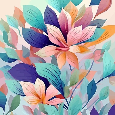 EPS 해외이미지 꽃 잎 꽃무늬 일러스트 사람없음 컬러풀 해외202310 해외일러스트 식물 컬러 무늬 파일형식 벡터