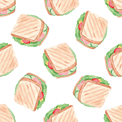 JPG 해외이미지 패턴 일러스트 샌드위치 사람없음 손그림 해외202310 해외일러스트 음식 무늬 파일형식