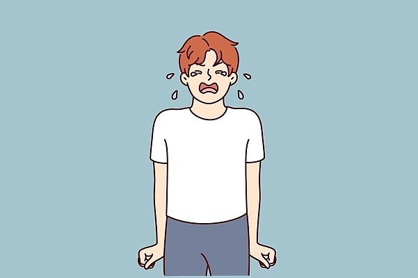 EPS 해외이미지 어린이 일러스트 스트레스 한명 소년 슬픔 짜증 울음 눈물 불만 소년한명만 해외202310 해외일러스트 1 남자 감정 표정 사람 남자한명만 소년만 파일형식 벡터