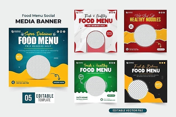 EPS 해외이미지 템플릿 배너 포스터 일러스트 비즈니스 건강 요리 식당 맛 보따리 유기농 레이아웃 승진 건강식 마케팅 특별함 제의 맛있는 해외202310 해외일러스트 웰빙 음식 컨셉 상점 파일형식 벡터