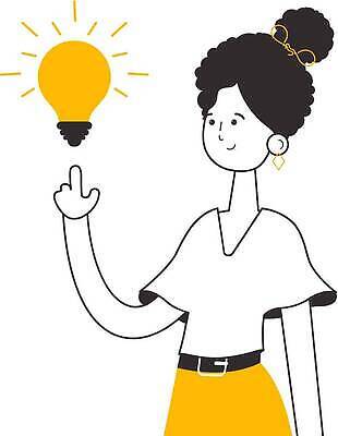 EPS 해외이미지 여자 일러스트 전구 아이디어 한명 성인 가리킴 라인아트 발명 성인여자한명만 해외202310 해외일러스트 1 선 컨셉 사람 손짓 여자한명만 성인여자만 파일형식 벡터