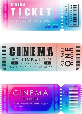 EPS 해외이미지 일러스트 타이포그라피 사람없음 티켓 극장 영화 쿠폰 초대 그라데이션 홀로그램 해외202310 해외일러스트 문자 문화예술 파일형식 벡터