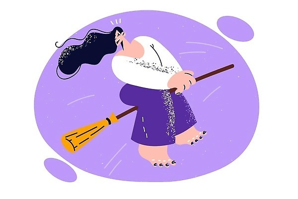 EPS 해외이미지 여자 행복 컨셉 가사 일러스트 동화 미소 사람 일상 청결 꿈 마법사 마술사 위생 씻기 빗자루 청소 순수 주부 마녀 마법 고립 위생관리 정리함 벡터 해외202310 해외일러스트 감정 표정 관리 라이프 마술 청소도구 파일형식 생활 도구